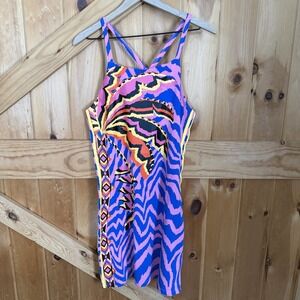Adidas X Farm Rio 3 Stripe Mini Dress Women's XL Tropical Sporty NWT True Pink